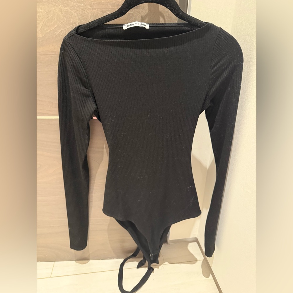 Reformation boat neck Long Sleeve bodysuit